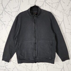 Massimo Dutti Gray 100% Cotton Full Zip Mockneck Bomber Jacket